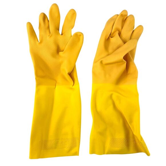 Vtg 90s Playtex Living Gloves Yellow Size Large Made in USA Household Cleaning - Picture 9 of 9